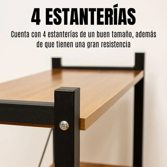 Escritorio con Estanterías de Madera